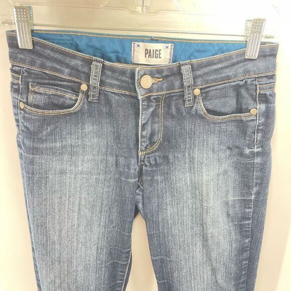 Paige Womens Skyline Skinny Jeans Denim Stretch Mid Rise Dark Wash Blue 24 - Picture 11 of 11